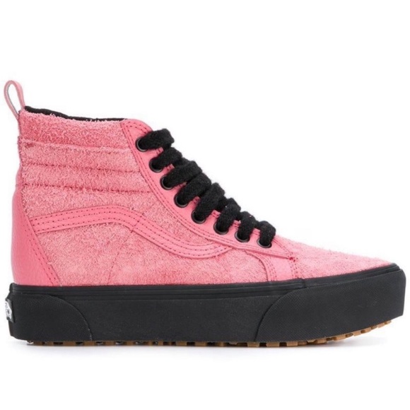 Vans Shoes - HIGH TOP PINK VANS BLACK RUBBER SNEAKERS